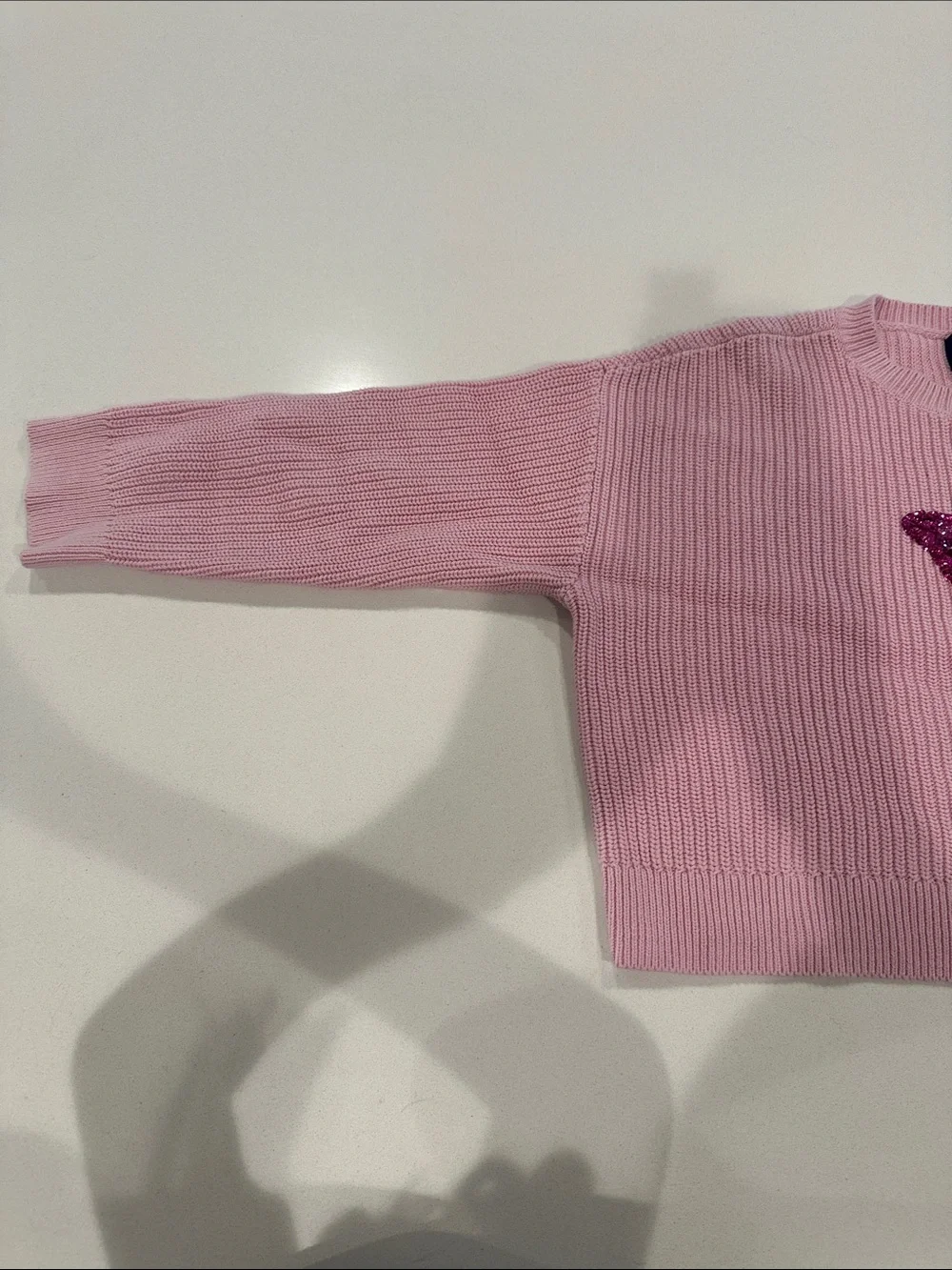 GAP Wicked Themed Pink Crewneck Sweater with Sequin Butterfly